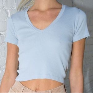 Brandy Melville baby blue crop shirt SOLD✨